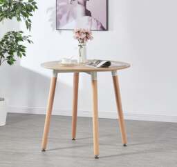 Rackhams 5PCs Dining Set - an Oak Round Dining Table & Set of 4 White Lorenzo Tulip chairs with Padded Seat - Plastic - White - Dining Sets - thumbnail 4