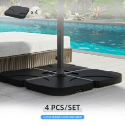 Rackhams 4 Pieces Banana Parasol Base Stand Water & Sand Filled Weights, Black - thumbnail 4