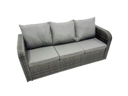 Rackhams Garden Rattan Outdoor Furniture Set 9 Seater with 3 Seater Sofa 2 Big Stool 2 Small Stools Dark Grey - thumbnail 5