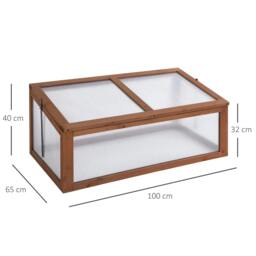 Rackhams Wooden Cold Frame, Small Polycarbonate Greenhouse for Plants with Openable & Tilted Top Cover, Brown, 100 x 65 x 40cm - Brown - thumbnail 3