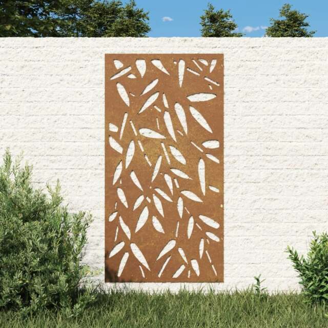 Rackhams Garden Wall Decoration 105x55 cm Corten Steel Bamboo Leaf Design