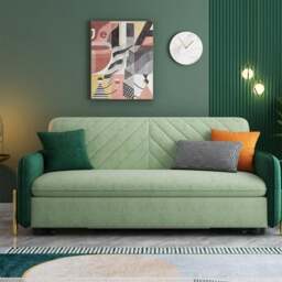 Rackhams Aditi Two Seater Sofa Bed, Green - 204cm ( WITH TWO DRAWERS ) - Light Green - NO USB Port - thumbnail 3