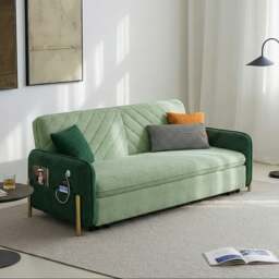 Rackhams Aditi Two Seater Sofa Bed, Green - 204cm ( WITH TWO DRAWERS ) - Light Green - NO USB Port - thumbnail 1
