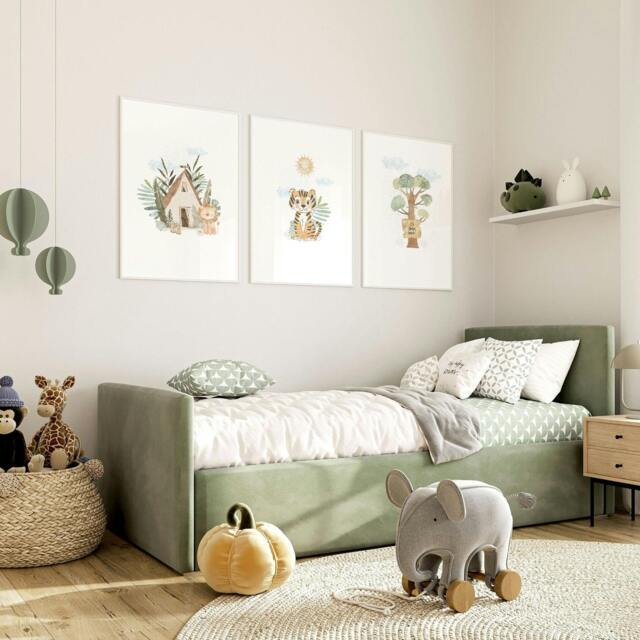 Rackhams Artwork For Nursery Walls - Set of 3 wall art prints - A2 16.54 x 23.39 in / 42 x 59.4 cm - Satin Photo paper 280 gsm - White Frame - image 1