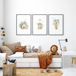Rackhams Artwork For Nursery Walls - Set of 3 wall art prints - A2 16.54 x 23.39 in / 42 x 59.4 cm - Satin Photo paper 280 gsm - White Frame - thumbnail 6