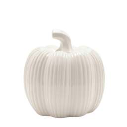 Rackhams Set of 2 White Tall Pumpkin Ornament - thumbnail 2