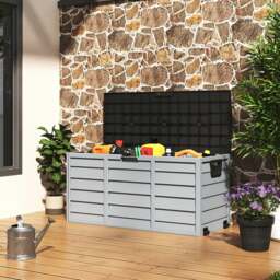 Rackhams 3ft L Grey Garden Storage Chest Box with Brown/Black Cover - Grey+Black - thumbnail 6