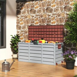 Rackhams 3ft L Grey Garden Storage Chest Box with Brown/Black Cover - Grey+Black - thumbnail 4