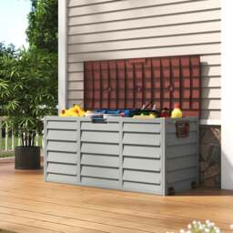 Rackhams 3ft L Grey Garden Storage Chest Box with Brown/Black Cover - Grey+Black - thumbnail 1