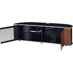 Rackhams Sirius 1600 TV Cabinet Gloss Black Stand with BEAMTHRU Remote-Friendly Glass Door, Walnut/Oak Trims for TVs up to 70” TV - thumbnail 6