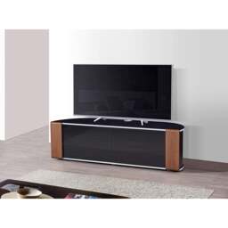 Rackhams Sirius 1600 TV Cabinet Gloss Black Stand with BEAMTHRU Remote-Friendly Glass Door, Walnut/Oak Trims for TVs up to 70” TV - thumbnail 5