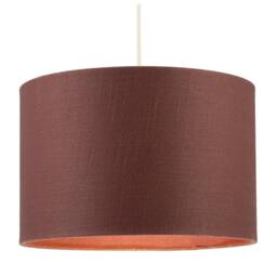 Rackhams Modern Cinnamon Reddish Brown Textured Linen Fabric Circular Lampshade - thumbnail 2