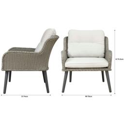 Rackhams Buxton Rattan Wicker Outdoor Lounge Chairs with Cushion, Grey - DG79 - thumbnail 4