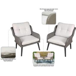 Rackhams Buxton Rattan Wicker Outdoor Lounge Chairs with Cushion, Grey - DG79 - thumbnail 3