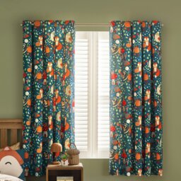 Rackhams Fox and Woodland Friends Fully Reversible Eyelet Curtains Green - 66 x 72 Inch - Green - thumbnail 3
