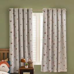 Rackhams Fox and Woodland Friends Fully Reversible Eyelet Curtains Green - 66 x 72 Inch - Green - thumbnail 4