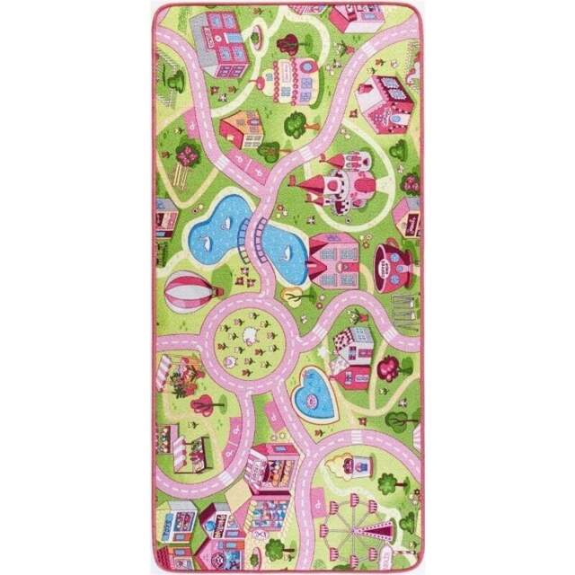 Rackhams Kids Sweettown Play Pink Rug - 90X200 cm