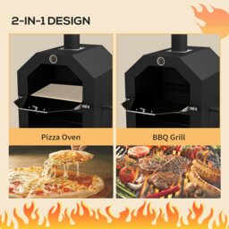 Rackhams Outdoor Pizza Oven Charcoal Grill with Rain Cover, Shelf and Wheels - thumbnail 3