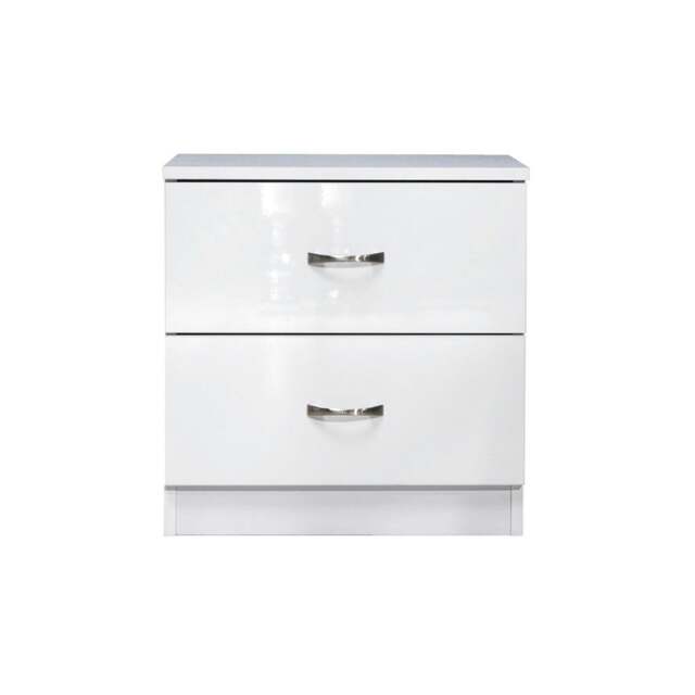 Rackhams Chiswick 2 Drawer Bedside Cabinet in Gloss White - White - image 1