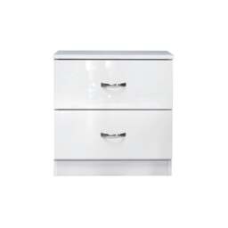 Rackhams Chiswick 2 Drawer Bedside Cabinet in Gloss White - White