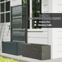 Rackhams Garden Planter Box with Trellis, Rattan Raised Bed, Charcoal Grey - thumbnail 5