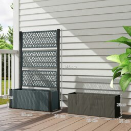 Rackhams Garden Planter Box with Trellis, Rattan Raised Bed, Charcoal Grey - thumbnail 6