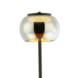 Rackhams Modern LED Floor Lamp in Matte Black with Smoked Glass Shade and Foot Switch - thumbnail 2