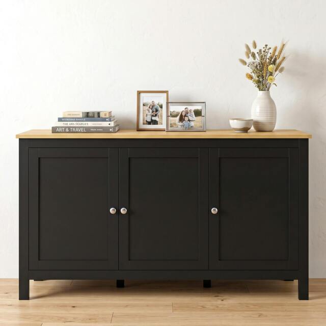 Rackhams Sideboard Buffet Storage Cabinet, Storage Cabinet with Doors, Black - image 1