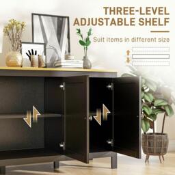 Rackhams Sideboard Buffet Storage Cabinet, Storage Cabinet with Doors, Black - thumbnail 6