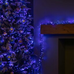 Rackhams 12.4m 960 LED Christmas Cluster Multi-Action String Lights with Timer in Blue, Purple & White - thumbnail 3