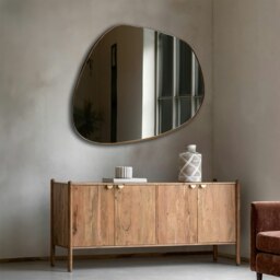 Rackhams Modern Large Antique Gold Pebble Metal Wall Mirror - 137cm x 106cm - Brown - thumbnail 2