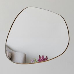 Rackhams Modern Large Antique Gold Pebble Metal Wall Mirror - 137cm x 106cm - Brown
