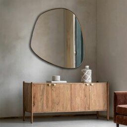Rackhams Modern Large Antique Gold Pebble Metal Wall Mirror - 137cm x 106cm - Brown - thumbnail 3
