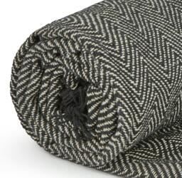 Rackhams Herringbone Throw Cotton - Black - 178x254cm - thumbnail 2