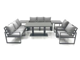 Rackhams Garden Sofa Set Aluminium Furniture Rising Dining Tabe Set with 2 Chair 2 Side Tables Dark Grey - thumbnail 2