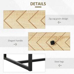 Rackhams Bedroom Chest of Drawers, 6 Drawer Dresser, Sideboard Cabinet with Zigzag Design and Metal Base, Storage Drawer Unit, 120x71cm, Natural - thumbnail 5
