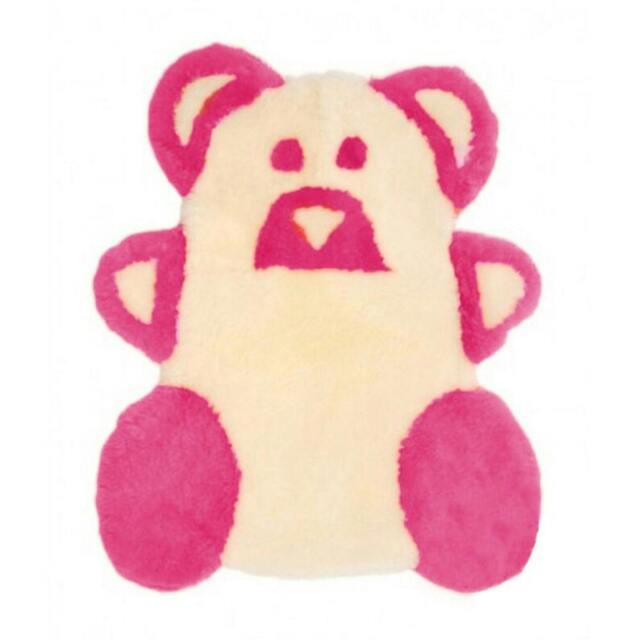 Rackhams Sheepskin Teddy Bear Rug - Pink - Pink - One Size - 100% Sheepskin - image 1