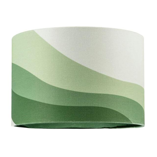 Rackhams Forest Green Linen Fabric Lamp Shade with Inner and Outer Wavy Design - image 1