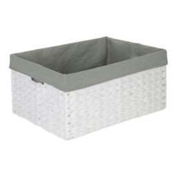 Rackhams White Paper Rope Rectangular Storage Basket with Grey Cotton Lining - Set of 3 - thumbnail 2