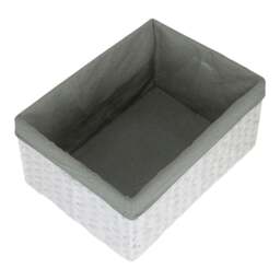 Rackhams White Paper Rope Rectangular Storage Basket with Grey Cotton Lining - Set of 3 - thumbnail 3