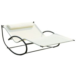Rackhams Hammock Chair Sun Bed Rock Seat w/ Metal Texteline W/ Pillow Cream - Cream White - thumbnail 3