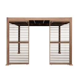 Rackhams Wood Effect Aluminium Pergola With Blinds, 2 x Side Panels & LED Lights - 3m x 3m - thumbnail 2