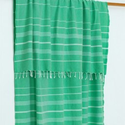 Rackhams Trendy XL Hammam Beach Blankets - Apple Green with White Stripes - thumbnail 6