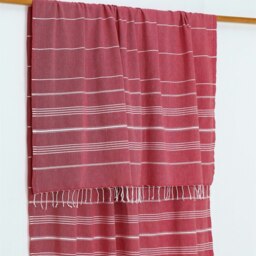 Rackhams Trendy XL Hammam Beach Blankets - Apple Green with White Stripes - thumbnail 3