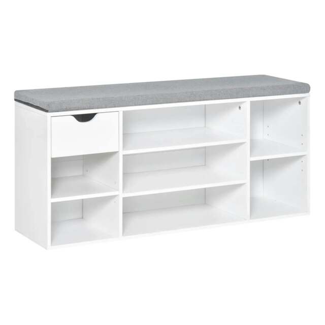 Rackhams Shoe Storage Bench with Cushion - White - image 1