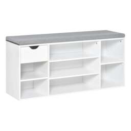Rackhams Shoe Storage Bench with Cushion - White - thumbnail 1