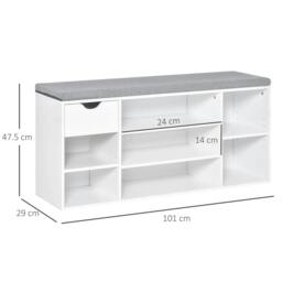 Rackhams Shoe Storage Bench with Cushion - White - thumbnail 3