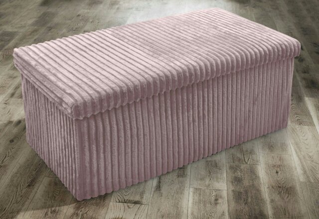 Rackhams Corduroy Storage Ottoman - 76cm x 38cm Foldable - Pink - image 1