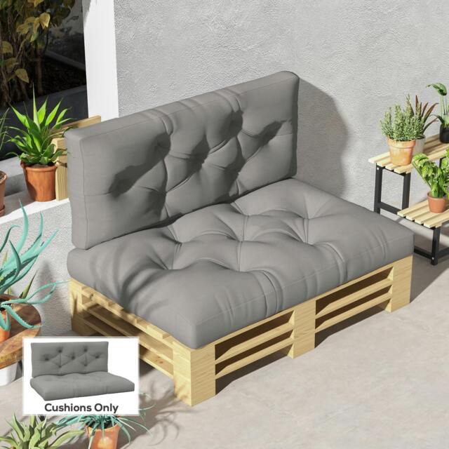 Rackhams 2 Seater Outdoor Seat Cushions and Back for Pallet, Light Grey - image 1