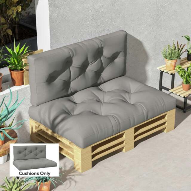 Rackhams 2 Seater Outdoor Seat Cushions and Back for Pallet, Light Grey - image 1
